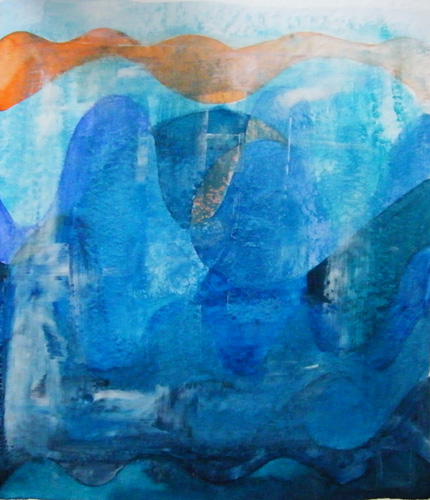 the deep blue sea - watercolor